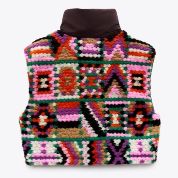 Rare Multicolored Sherpa Crochet Vest - Picture 2 of 11